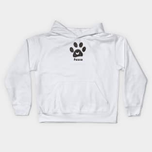 Fezco name made of hand drawn paw prints Kids Hoodie